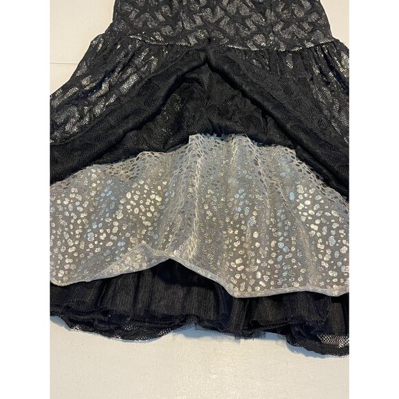 Black Lace Sleeveless Dress With Star Pattern Keyhole Back Zipper Girls XS - Picture 10 of 15